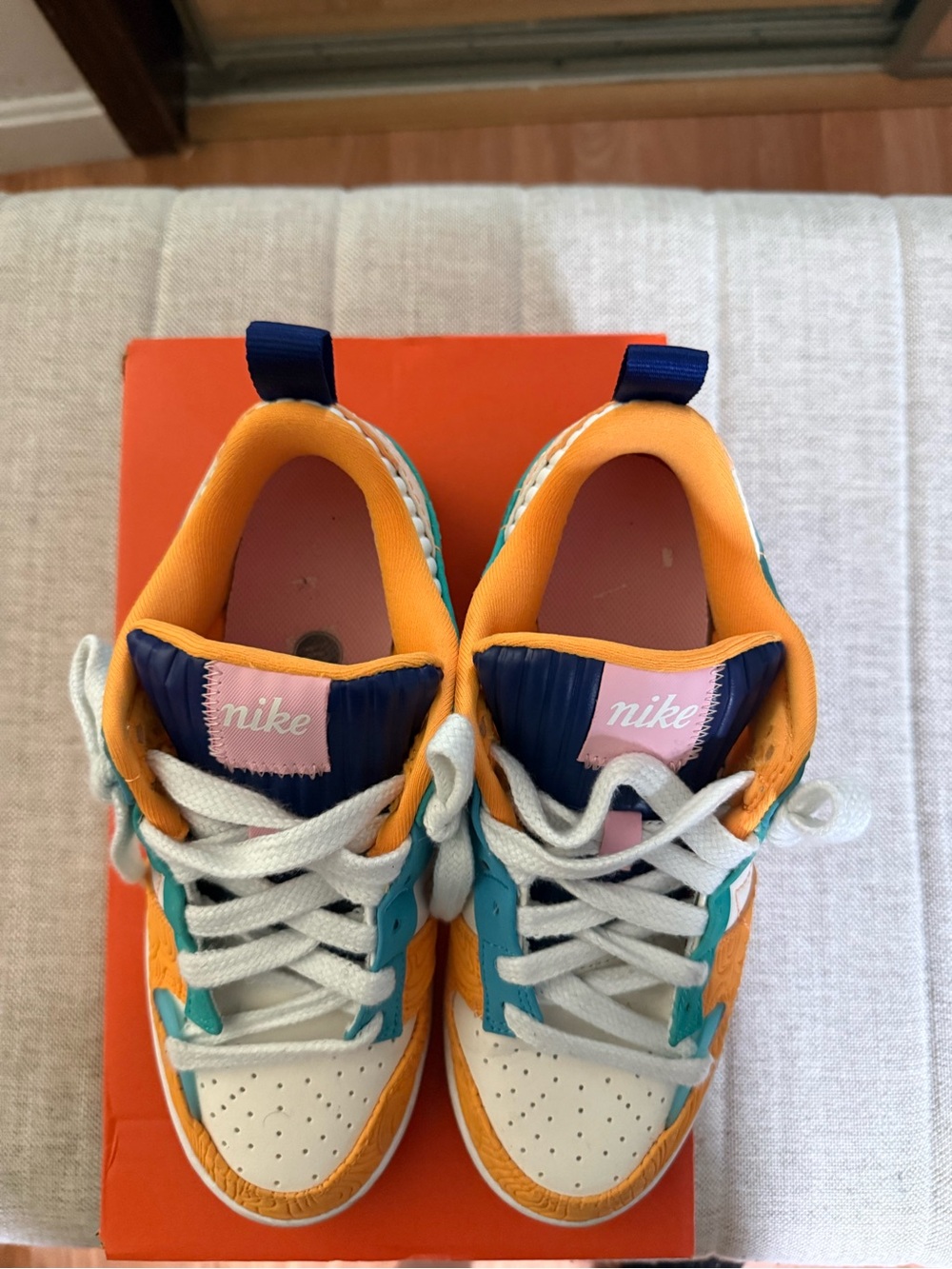 Nike Kids Colorblock Low-Top Sneakers - Orange/Teal/Navy/Pink/White